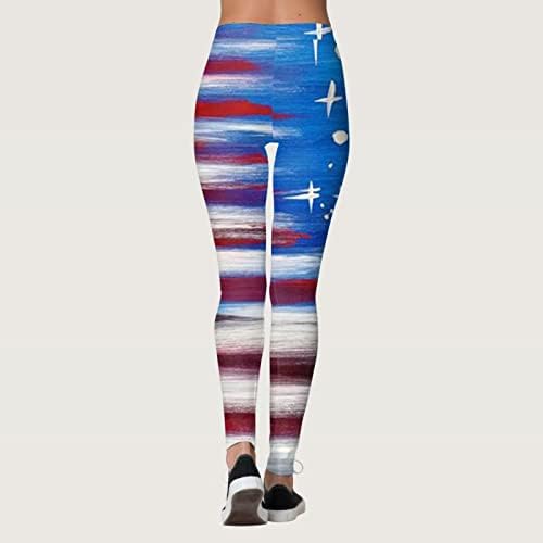 Хеланки со висок Струк За Жени 4 јули Не Гледаат Преку Атлетска Контрола На Стомакот Панталони За Вежбање Со Американско Знаме