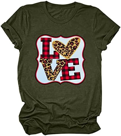 Жените Сакаат Карирана Печатена Маица Кошули За Денот На Вљубените За Мажи Секојдневна Удобна Пуловер Блуза Летна Маичка Со Кратки Ракави