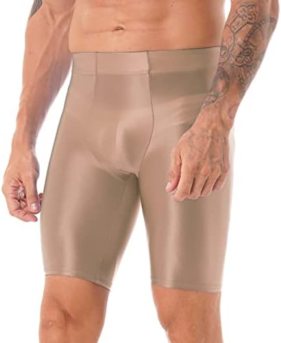 Haаоиу машки компресија спортови тесни шорцеви сјајни цврсти бои атлетски пливање џеммерс за вежбање кратки панталони