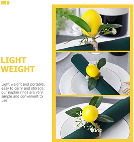 Абоофан растенија декор 2 парчиња лимонски салфетки прстени жолти лимон салфетка држач прстен со цвет зелен лист овошје сервиси
