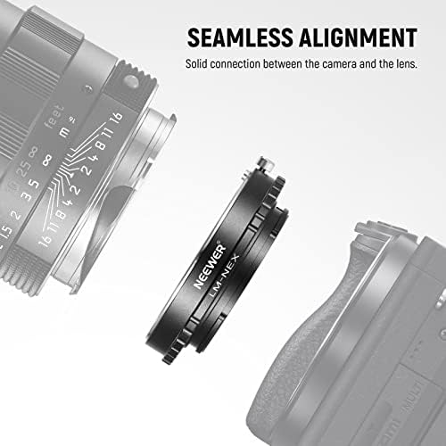 Прирачник за адаптер за леќи Neewer леќи, компатибилен со леќи на Leica M Mount To Sony E Mount Camera, компатибилен со Sony A1 A9 A7C A7R