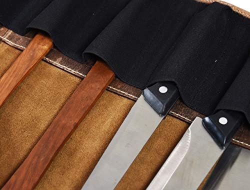 Торба За Складирање Ролна Со Кожен Нож, Еластични И Проширливи 10 Џебови, Прилагодлив/Отстранлив Ремен За Рамо, Футрола За Готвачки Нож