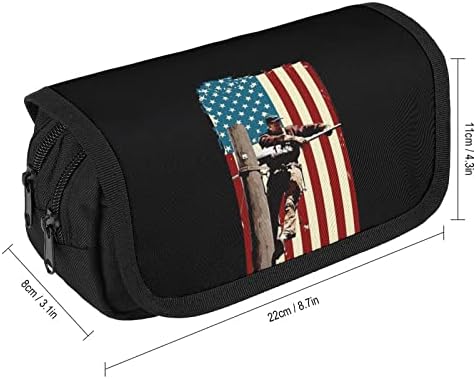 Lineman American Flag Flag Tagn Tagn Double Layer Case Case Case Cand Smapup Cource Looder Box со ZIP една големина
