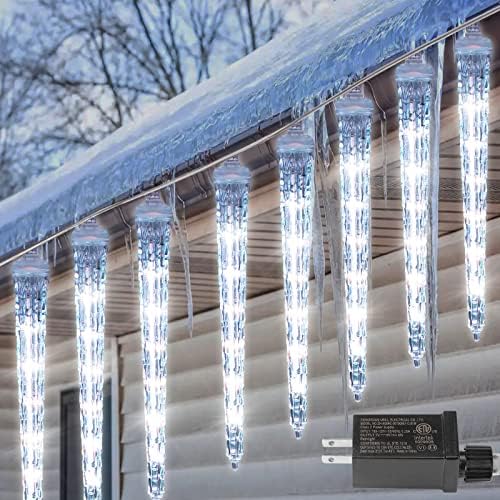 Qelus надворешни божиќни светла за лекови, 16,7 LED прозорец завеса трепкачки самовила светла, поврзување на водоотпорни водоотпорни
