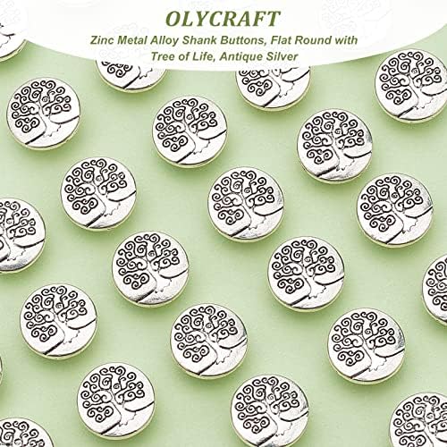 Олифт 60 парчиња легура на легури Дрво на животни модели метални копчиња за блејзер 14,5 мм антички сребрени гроздобер копчиња за шипки за