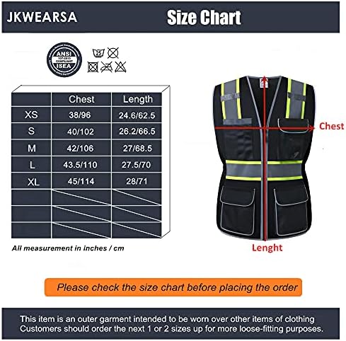 Jkwearsa Safficeенски безбедносен елек, мулти џебови со голема видливост рефлектирачки решетки за дишење на решетки за дама, траен патент