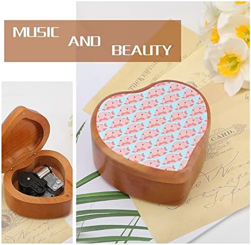 Blob Fish Model Дрвена музичка кутија со форма на срцева форма на музички кутии гроздобер дрво кутија за подарок