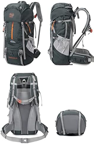 ДХТДВД 65L планинарска торба пешачење планинарска торба на отворено кампување ранец со покривка од дожд (боја: црна, големина