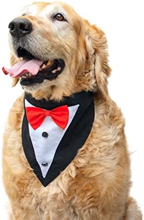 Ruse tuxedo со прилагодливи и удобни анти -кафинг еластични кучиња бандана шал подарок за домашни миленици. Голем-NRA2200001DTB_L