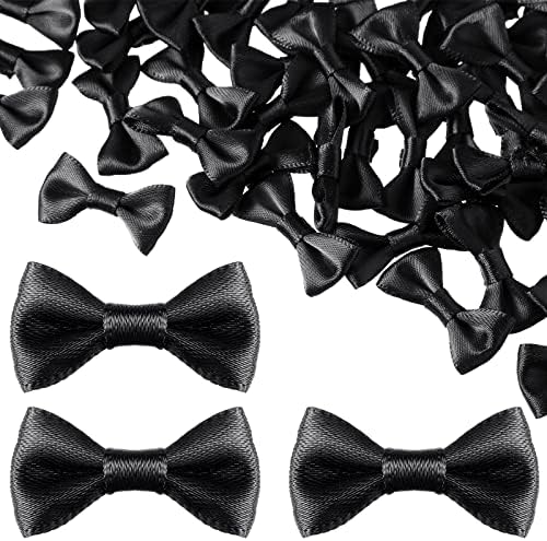100 парчиња мини сатен лента црна лак вратоврска свадба цветни лакови меки гроздобер лакови bowknot за занаетчиски занаети