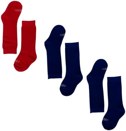 АФО Бебе чорапи од Woodle & Co. - Големини на новороденче/дете - сина, црвена и лента