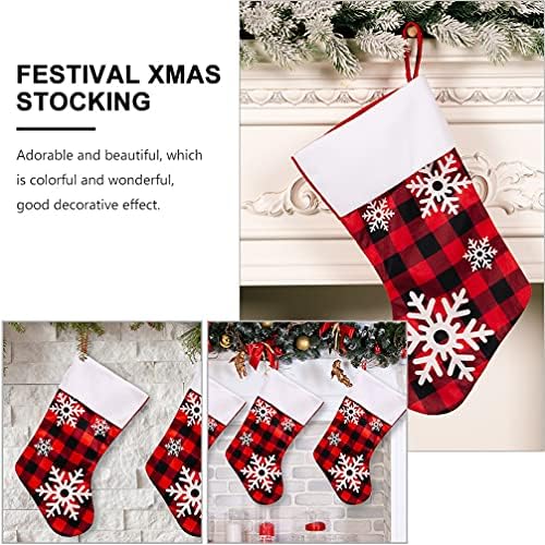 Bestoyard Детски подароци новогодишна елка виси чорапи Божиќни снегулка порибување класичен Божиќ чорап дом Божиќ