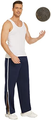 Дејек Менс солза кошаркарски панталони 2 странични патенти, прилепуваат целосни отворени џемпери на нозе пост -операција, пантолони со џебови