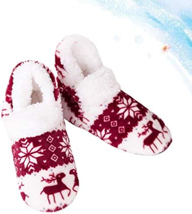 АМОСФУН Божиќна зимска топла влечка елен модел на меки чевли за подигање на долниот кат за жени девојче дама дома затворен