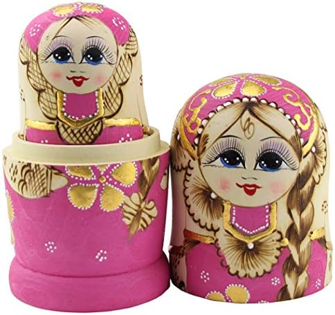 Мунмо 7 парчиња симпатична розова џемпер плетенка девојка руски гнездење кукли Матриошка играчки