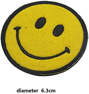 ewkft среќно жолто лице Смешно насмеано насмевка DIY апликација извезена лепенка
