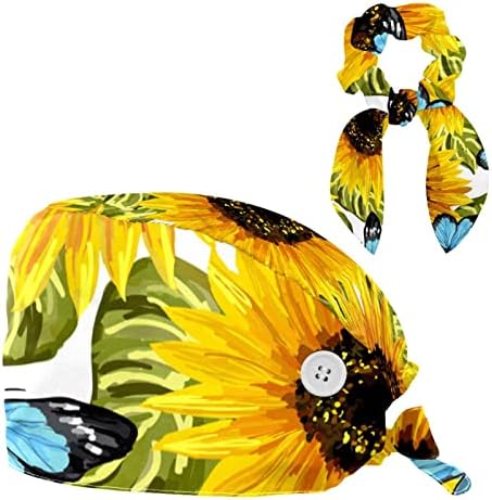 Рачни обоени сончогледи сина пеперутка работна капачиња со копче за вртење на грбот со џемпер со џемпер и ласкава коса