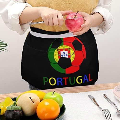 Португалија фудбал Половината Престилка Келнер Готвач Сервер Половина Престилки Со Џеб Долг Ремен За Жени Мажи Ресторан Дома Кујна