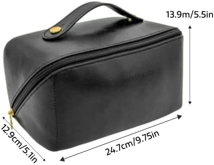 Козметичка Торба За Патување со голем Капацитет-Стилска Торба За Шминка За Лесен Пристап, Водоотпорна Козметичка Торба За Патување Со Рачка и