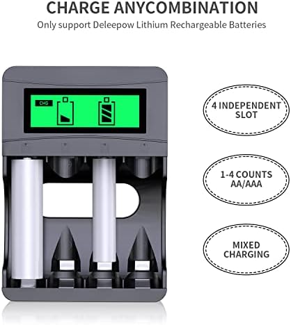 Deleepow Пакет НА ПОЛНЕЊЕTER Батерија Со Полнач И Литиум Bat Батерии