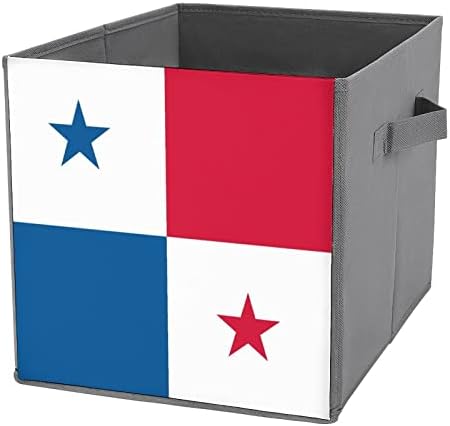 Знаме На Панама Склопувачки Коцки За Складирање Ткаенини Кутија 11 Инчни Преклопливи Канти за Складирање Со Рачки