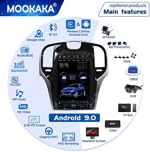 Mookaka Android 11 Tesla Стил Автомобил Стерео За Крајслер 300C 300S 2015-2019, Apple Carplay Android Auto GPS Навигација SWC