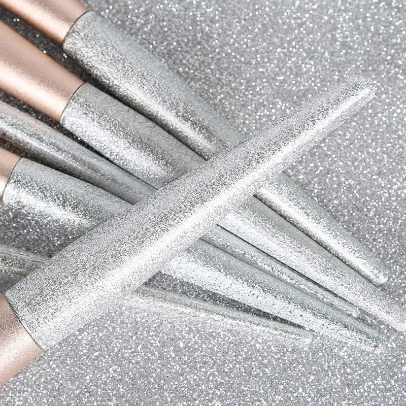 Комплет за четки за шминка LXXSH од 12 сребрени замрзнати целосен сет на поправки на алатки за убавина за руменило за потенцирање
