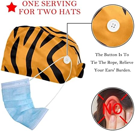 2 парчиња работни капачиња со копче од тиква вратоврска грб буфан капи за дишење на косата, животински образец ленти за кожа тигар тигар