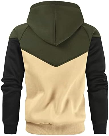 Nqyios mens Hoodie, Mens Hoodies Pullover Pullover Blood Block Block Reece Long Sweet Sweetshirt Tops со џеб за есен и зима