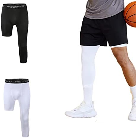 Jonscart за машки 3/4 компресија на една нога, капри кадри, панталони, атлетски основни слоеви долна облека