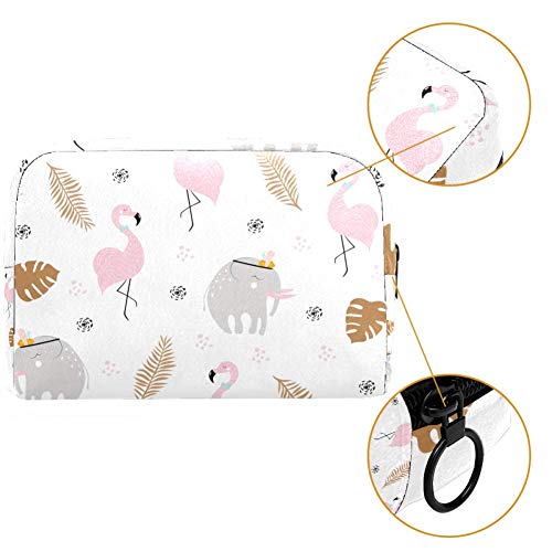 Фламинго И Слон Шема Козметичка Патна Торба Со Голем Капацитет Торбичка За Шминка За Повеќекратна Употреба Тоалетна Торба За