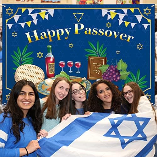 Ароше Пасха украси Банер 72 x 48 Среќна пасхара за позадината храна седарна плоча позадина сезонска еврејска празнична позадина за