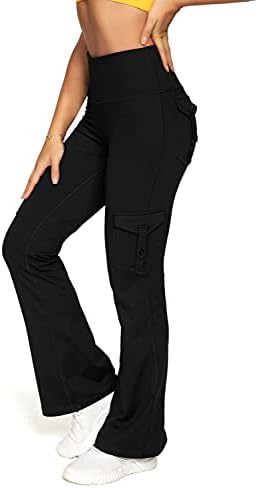 Queeniekените женски јога bootleg панталони ги разгоруваат панталоните спортски праски колк 30,5 целосна должина 81212