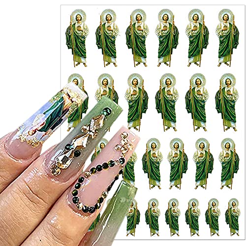 Дорноил 6 чаршафи налепници за нокти на Дева Марија, налепница за нокти во Сан Јуда, Исус нокти Декларации Религиозни налепници