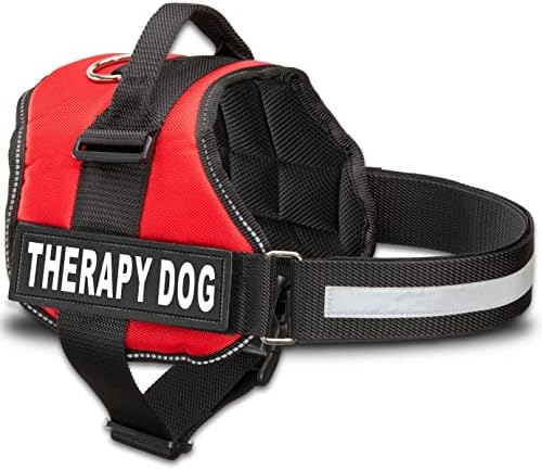 Терапија за кучиња елек со ленти за куки и јамки и рачки - прицврстувачи во 7 големини од XXS до XXL - Терапија куче во обука на елек има рефлексивна терапија куче лепенк?