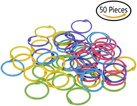 50 компјутери со повеќе бои метални метални лисја за лисја на лисја прстени за прстени за прстени за прстени за книги на клучеви за клучеви