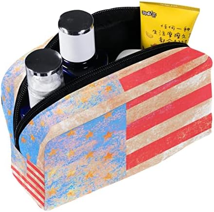 Тоалетна Торба, Козметичка Торба За Шминка За Патувања За Жени Мажи, Гроздобер Уметност Американско Знаме
