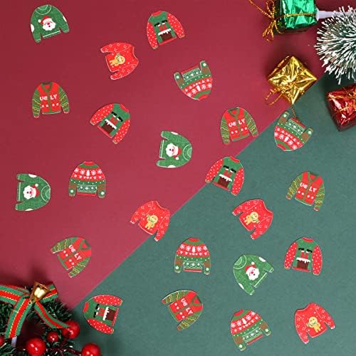 200 парчиња Грди Џемпери Божиќни Конфети, Црвени Зелени Двострани Конфети За Божиќни Трпези Украси За Божиќни Украси, Украси За Забави, Украси