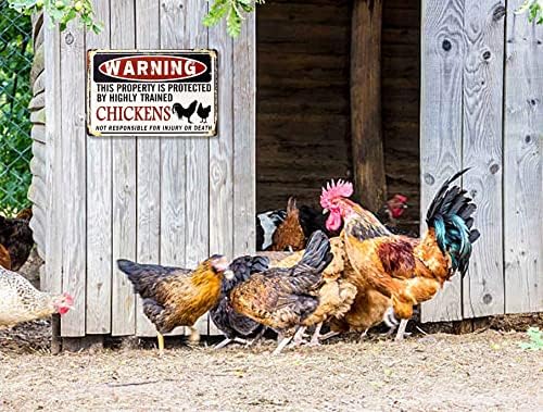 Bestylez заштитен со смешен пилешко знак за пилешко кокошарник предупредување за пилешко декор на отворено 12 * 8