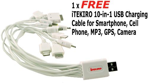 Itekiro AC Wall DC Car Battery Chit Chat за Panasonic DMC-FS7R + Itekiro 10-во-1 USB кабел за полнење