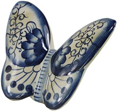 Синвиш рачно насликани сини и бели порцелански пеперутки фигурини колекционерски уметнички статуа, животински украс, подароци