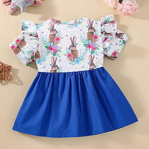 AGQT бебе девојчиња Велигденска облека со кратки ракави зајаче зајаци уши фустан со големина 0-3t