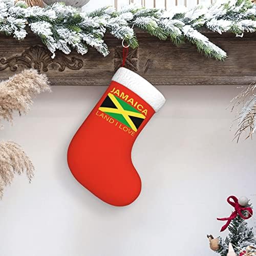 QG ZZX Јамајка Земја Јас го сакам знамето на Јамајка, Божиќно порибување Божиќни чорапи камин виси чорап 18 инчи одморен декорација
