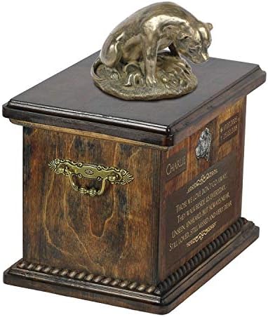 Англиски Стафордшир Териер 4, Урн за кучиња пепел Меморијал со статуа, име и цитат на миленичиња - Артдог персонализиран