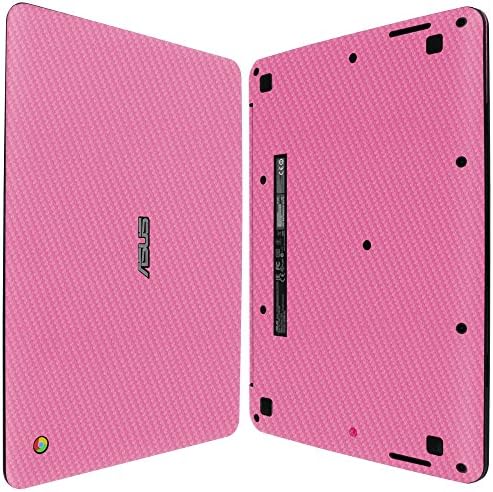 Skinomi розово јаглеродно влакно целосно тело Кожа компатибилна со Asus Chromebook 13.3 C300 Techskin Anti-Bubbull Film