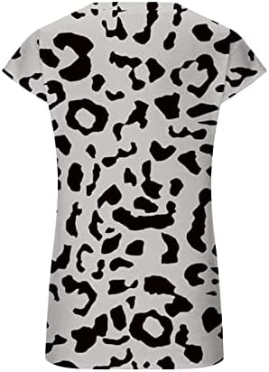 Краток Ракав Блуза Маичка За Жени 2023 Екипажот Памучна Ѕвезда Леопард Печатење Цветни Графички Лабава Одговара Салон Врвот Ио