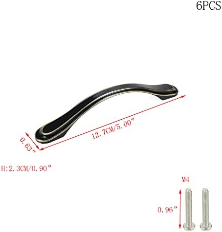 Faotup 6pcs 5inch црна алуминиумска легура на лакот на лак за влечење, рачки со црни лакови, влечења на црна метална фиока, растојание од
