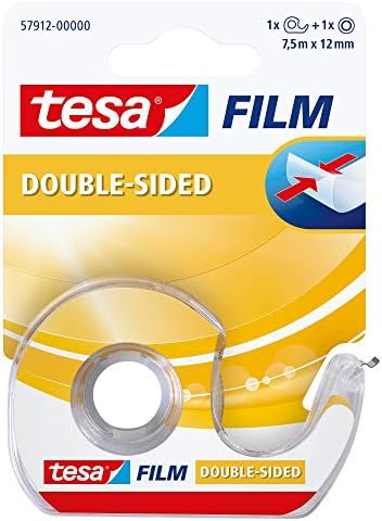 Двострана леплива лента Tesafilm - Лесно висење на хартија, фотографии и украси, 1 ролна, 24,6 стапки x 0,5 во, транспарентен