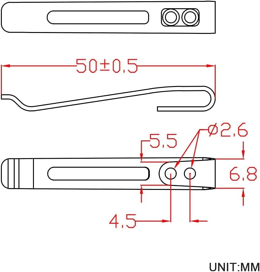 Civivi 2pcs длабоко носење џебен клип за џебни ножеви со вдлабнатина дупка за завртки, завртки што не се вклучени CA-05E