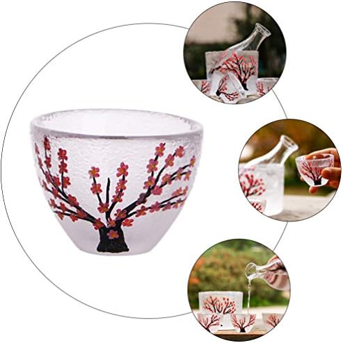 Doitool чиста чаша за чаши за бајки од слива слива печатена традиционална јапонска саке ликер чаша декоративни чаши за пијалоци за доброто